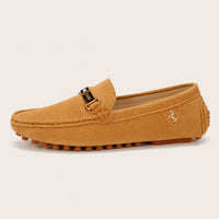 Mocassins Homme En Suède Camel - porté