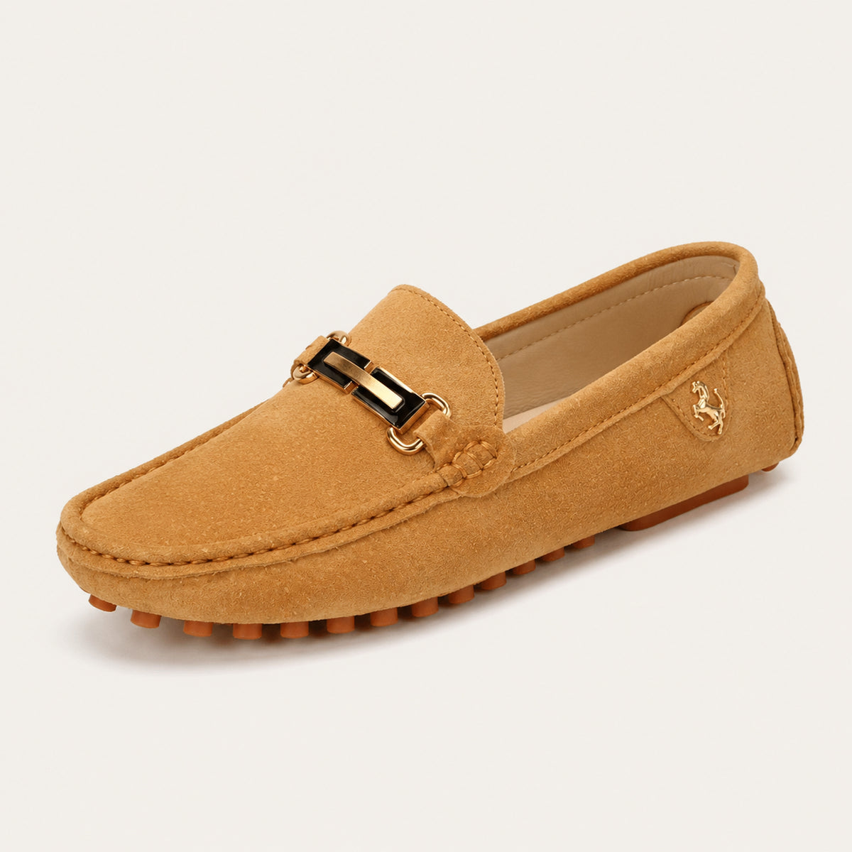 Mocassins Homme En Suède Camel - vue 3/4