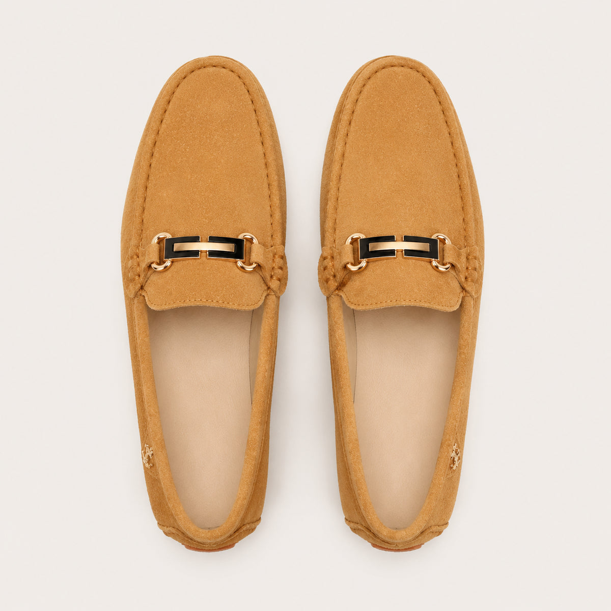 Mocassins Homme En Suède Camel - vue du dessus