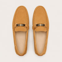 Mocassins Homme En Suède Camel - vue du dessus