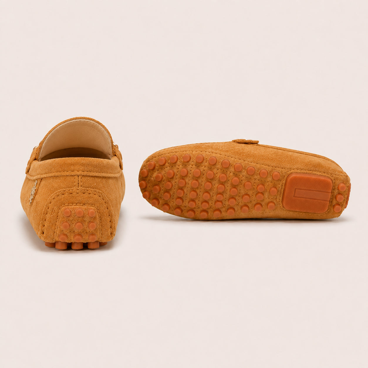 Mocassins Homme En Suède Camel - vue de la semelle