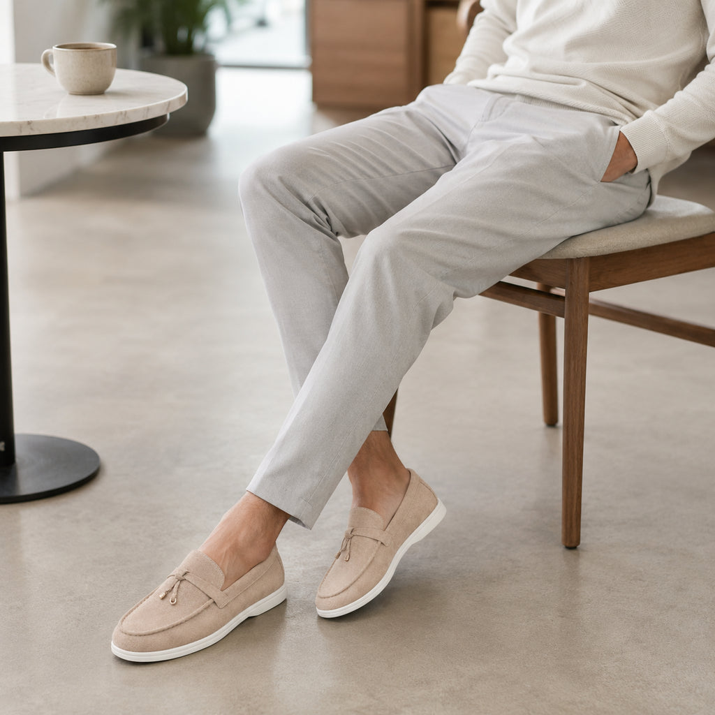 Mocassins Homme En Suède Synthétique À Glands - porté
