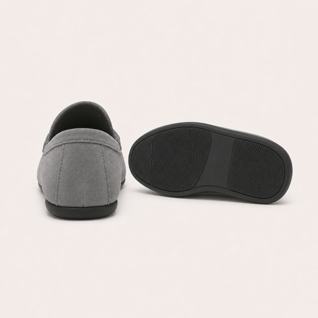 Mocassins Homme En Suédine Gris - vue 3/4