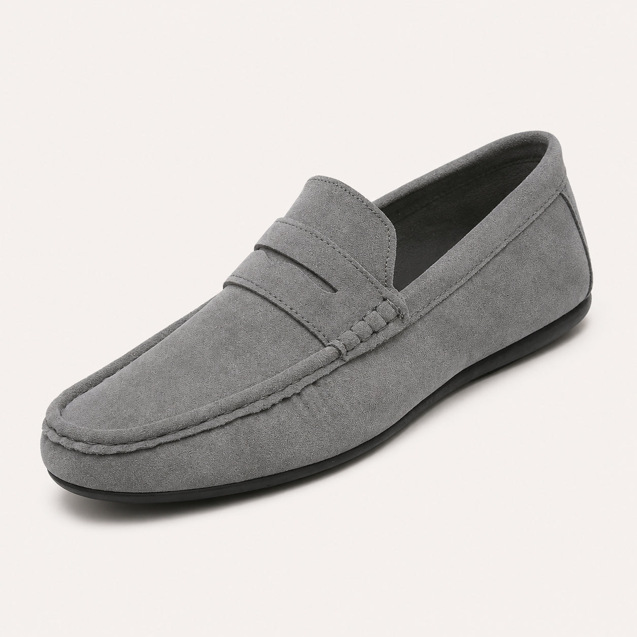 Mocassins Homme En Suédine Gris - vue 3/4