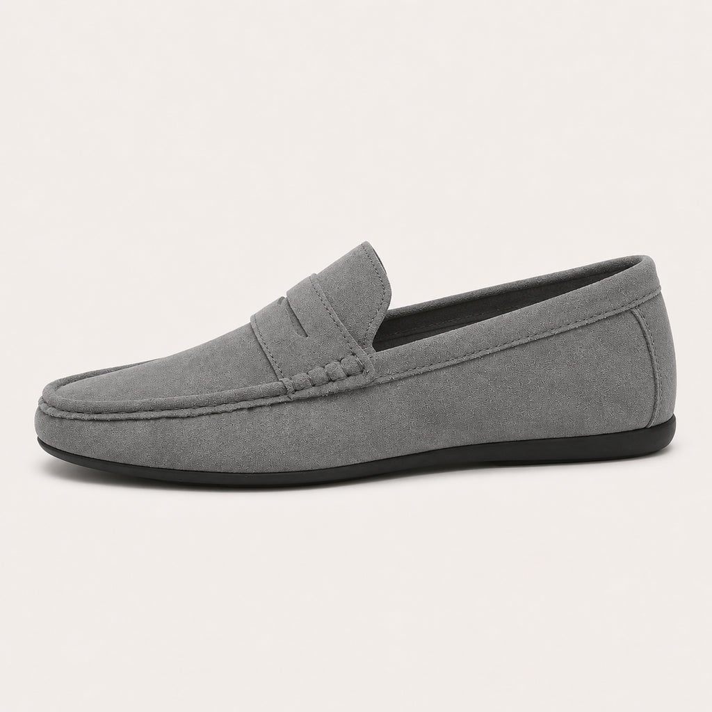 Mocassins Homme En Suédine Gris - vue de côté