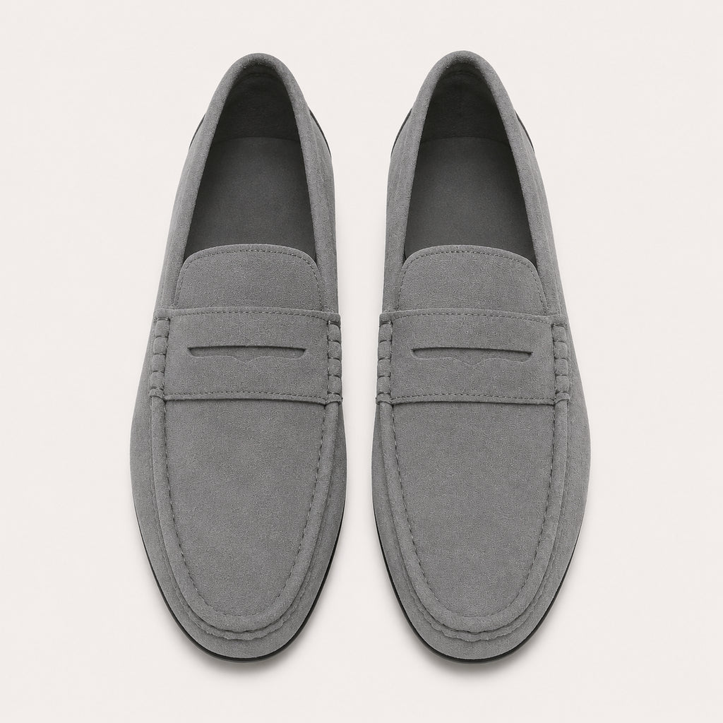 Mocassins Homme En Suédine Gris - vue du dessus
