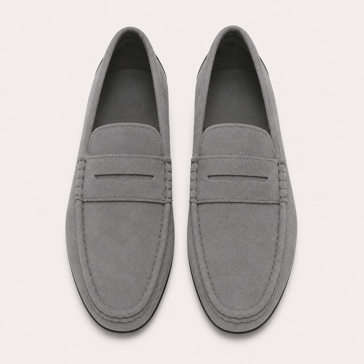 Mocassins Homme En Suédine Gris - vue du dessus