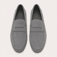 Mocassins Homme En Suédine Gris - vue du dessus