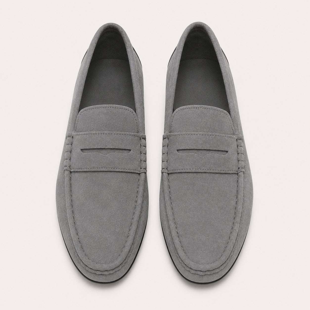 Mocassins Homme En Suédine Gris - vue du dessus