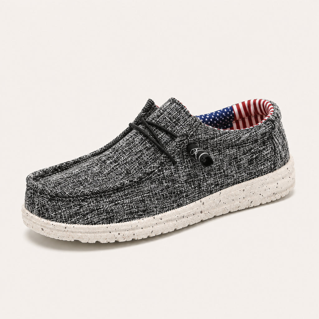 Mocassins Homme En Toile À Enfiler - vue 3/4