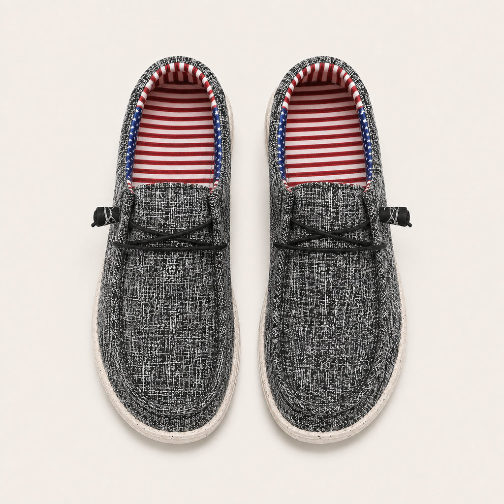 Mocassins Homme En Toile À Enfiler - vue du dessus