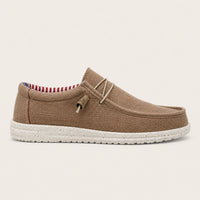 Mocassins Homme En Toile Sans Lacets Marron - vue de côté