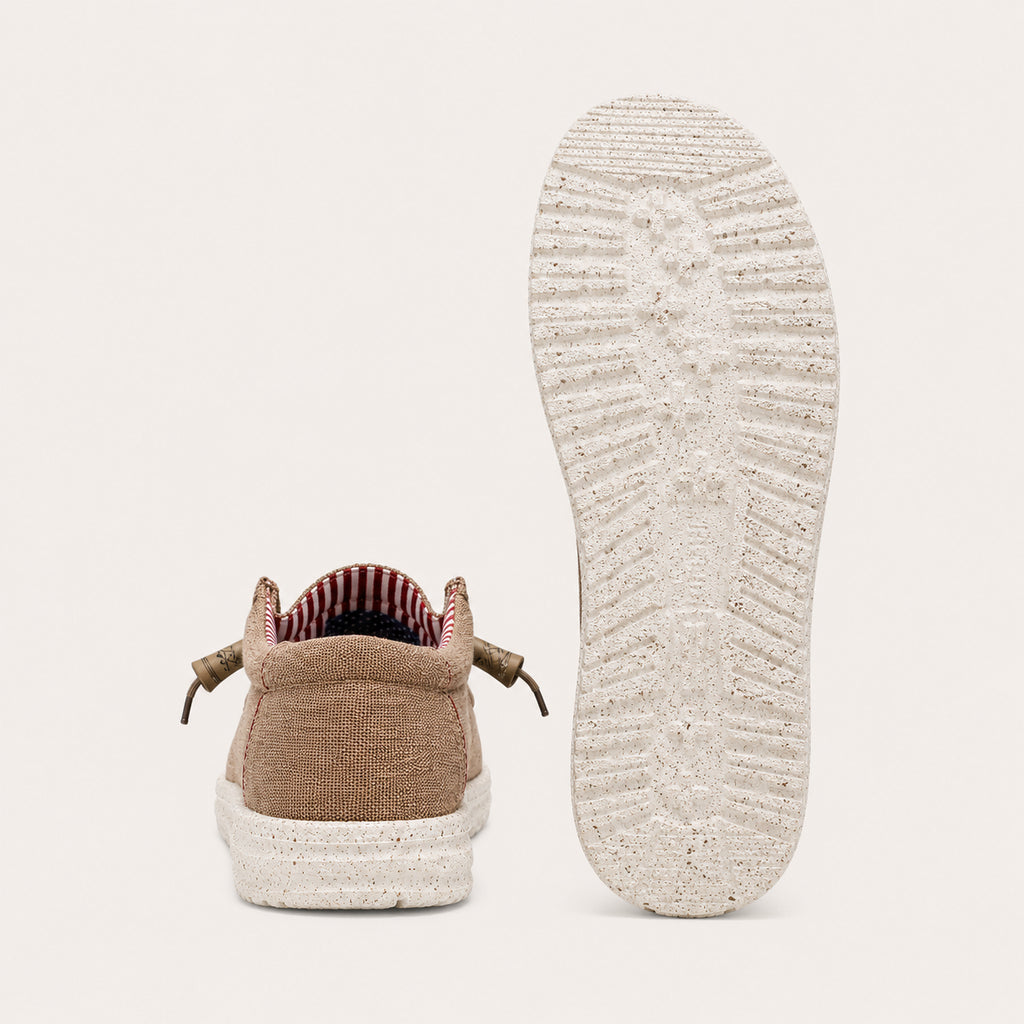 Mocassins Homme En Toile Sans Lacets Marron - vue de la semelle