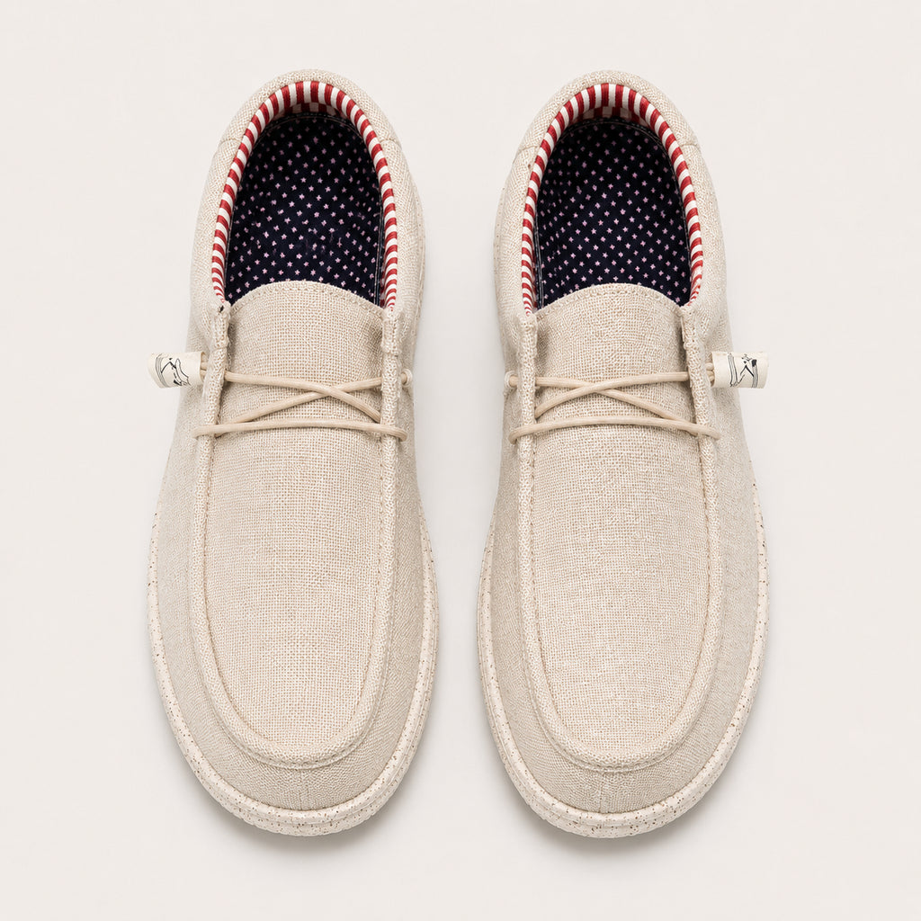 Mocassins Homme En Toile Sans Lacets - vue du dessus
