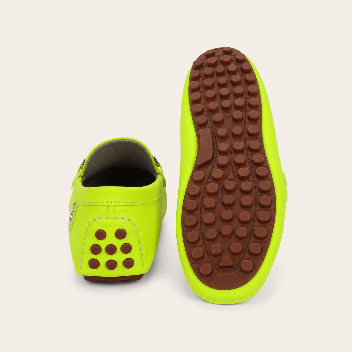 Mocassins Homme Jaune Fluo En Similicuir - vue de la semelle