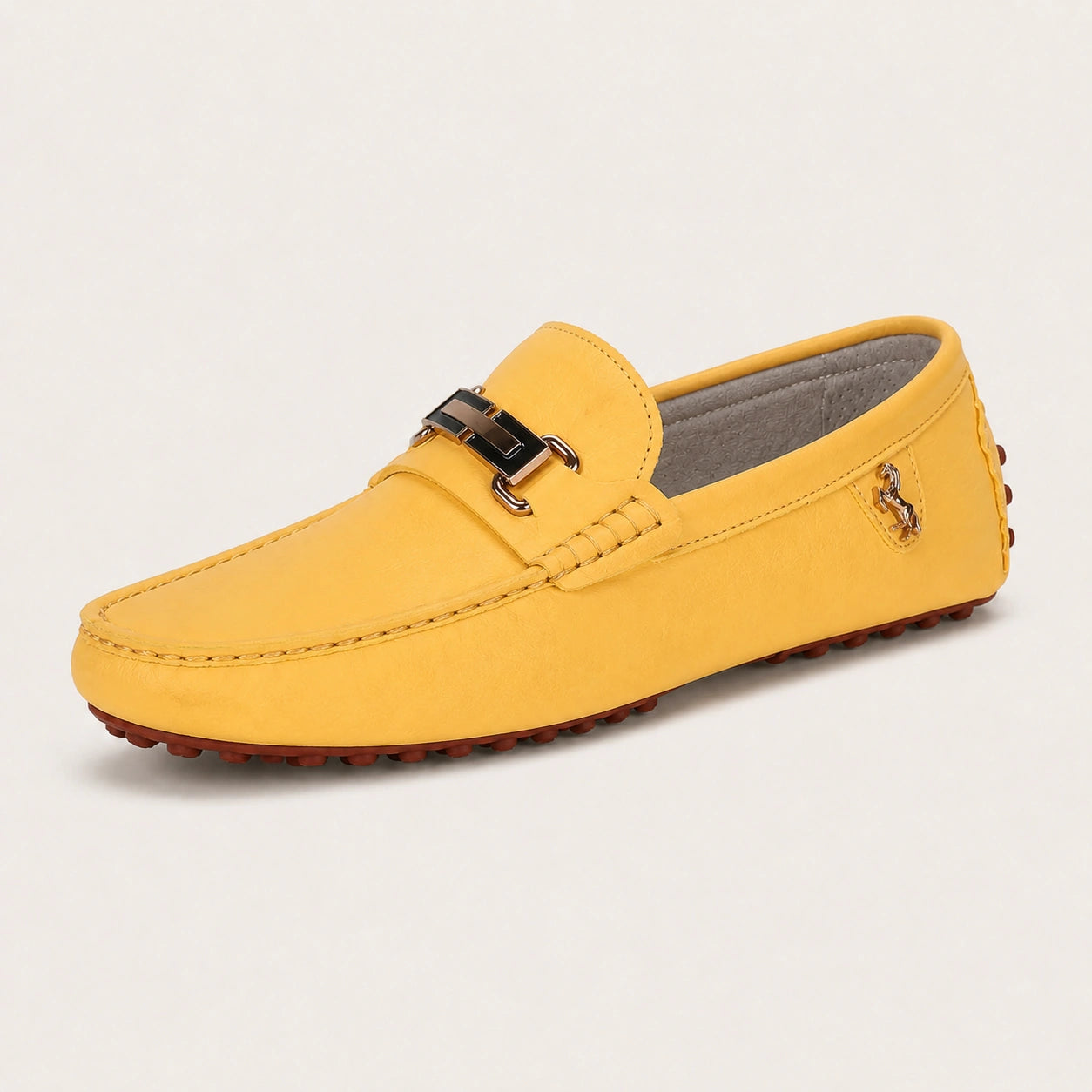Mocassins Homme Jaunes En Simili-Cuir - vue 3/4