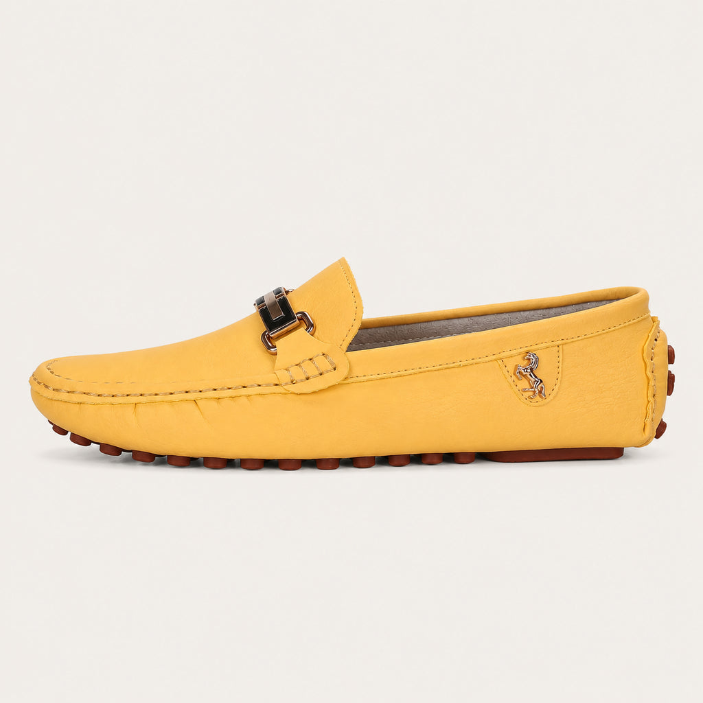 Mocassins Homme Jaunes En Simili-Cuir - vue de côté