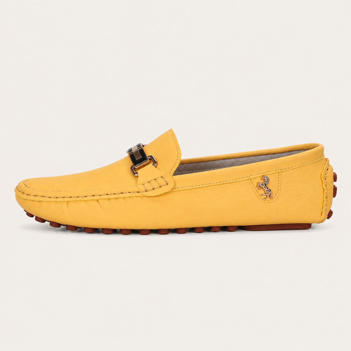 Mocassins Homme Jaunes En Simili-Cuir - vue de côté