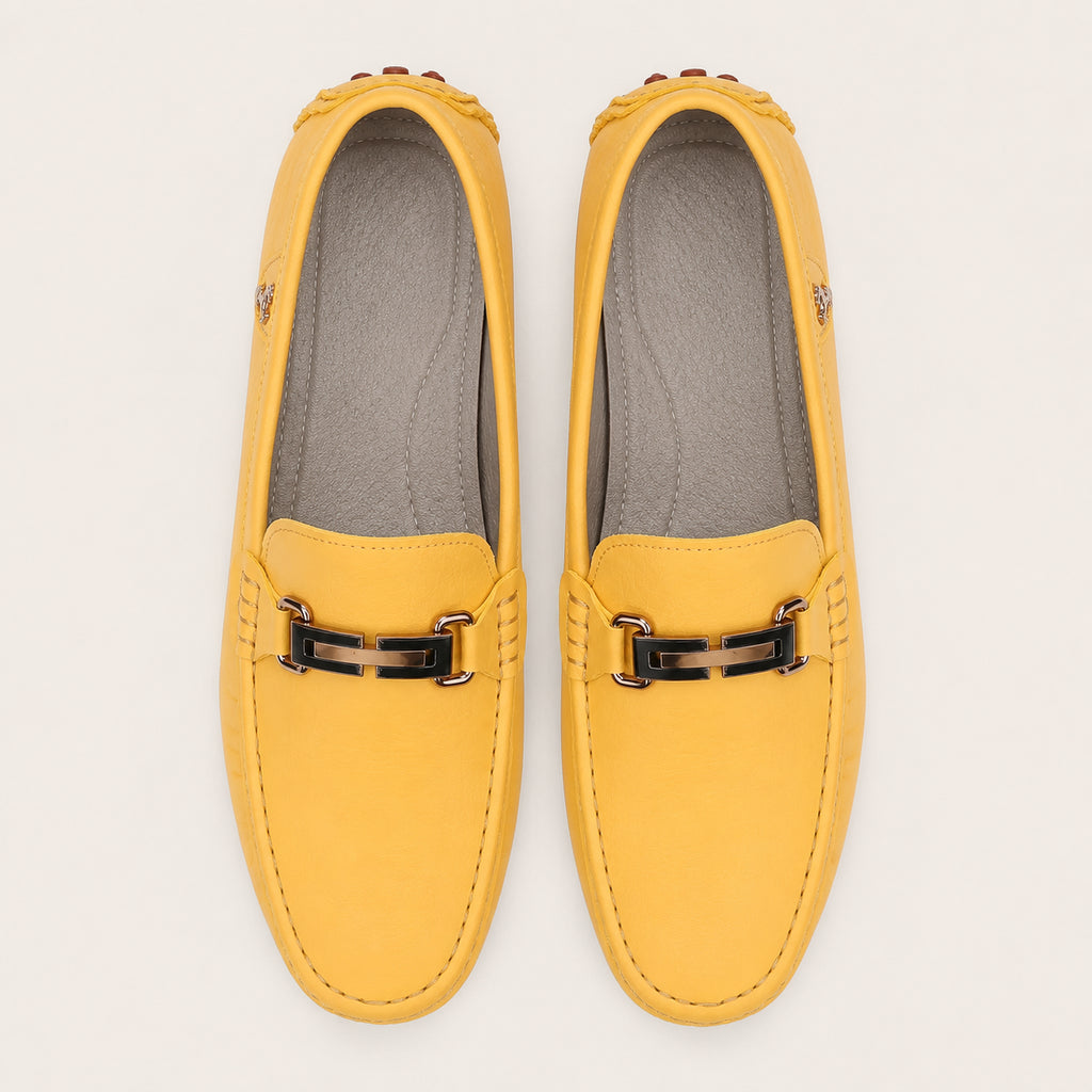 Mocassins Homme Jaunes En Simili-Cuir - vue du dessus