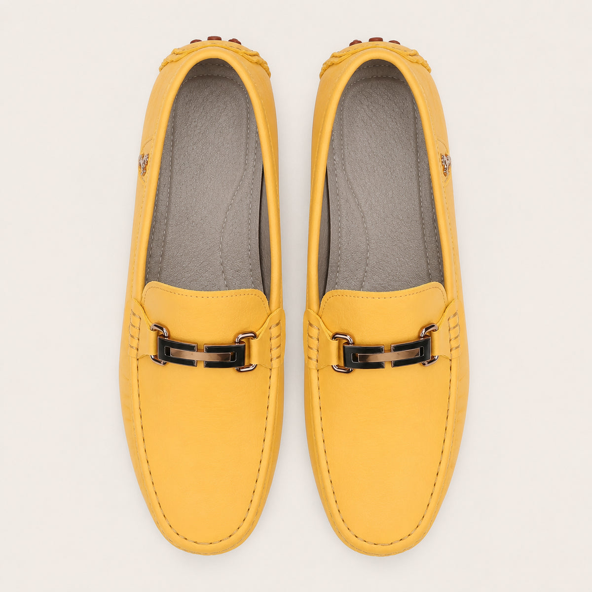 Mocassins Homme Jaunes En Simili-Cuir - vue du dessus