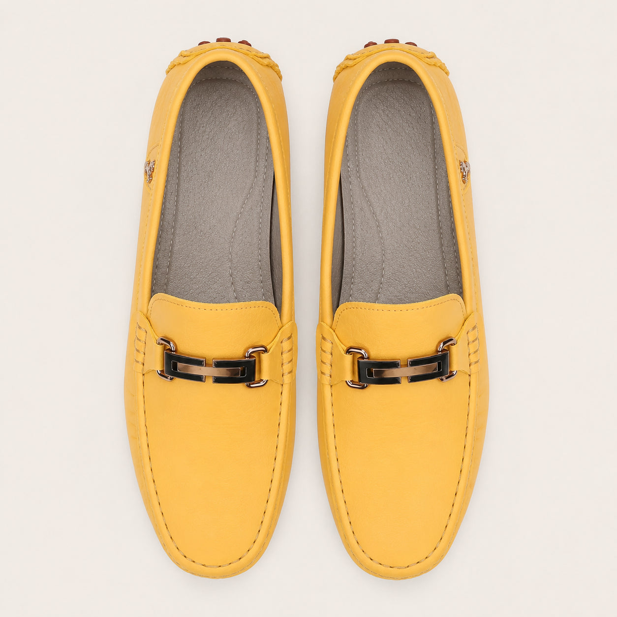 Mocassins Homme Jaunes En Simili-Cuir - vue du dessus