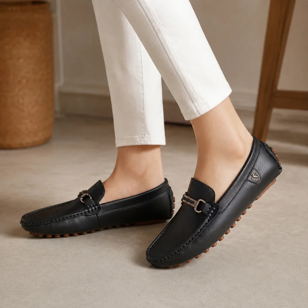 Mocassins Homme Noirs En Similicuir - porté