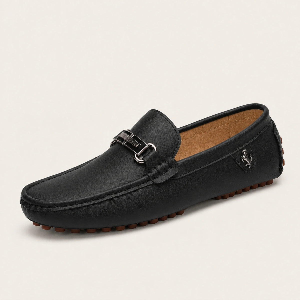 Mocassins Homme Noirs En Similicuir - vue 3/4