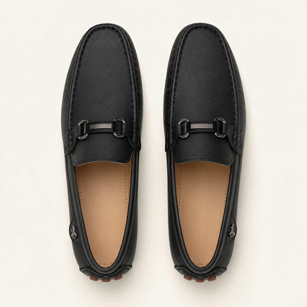 Mocassins Homme Noirs En Similicuir - vue du dessus