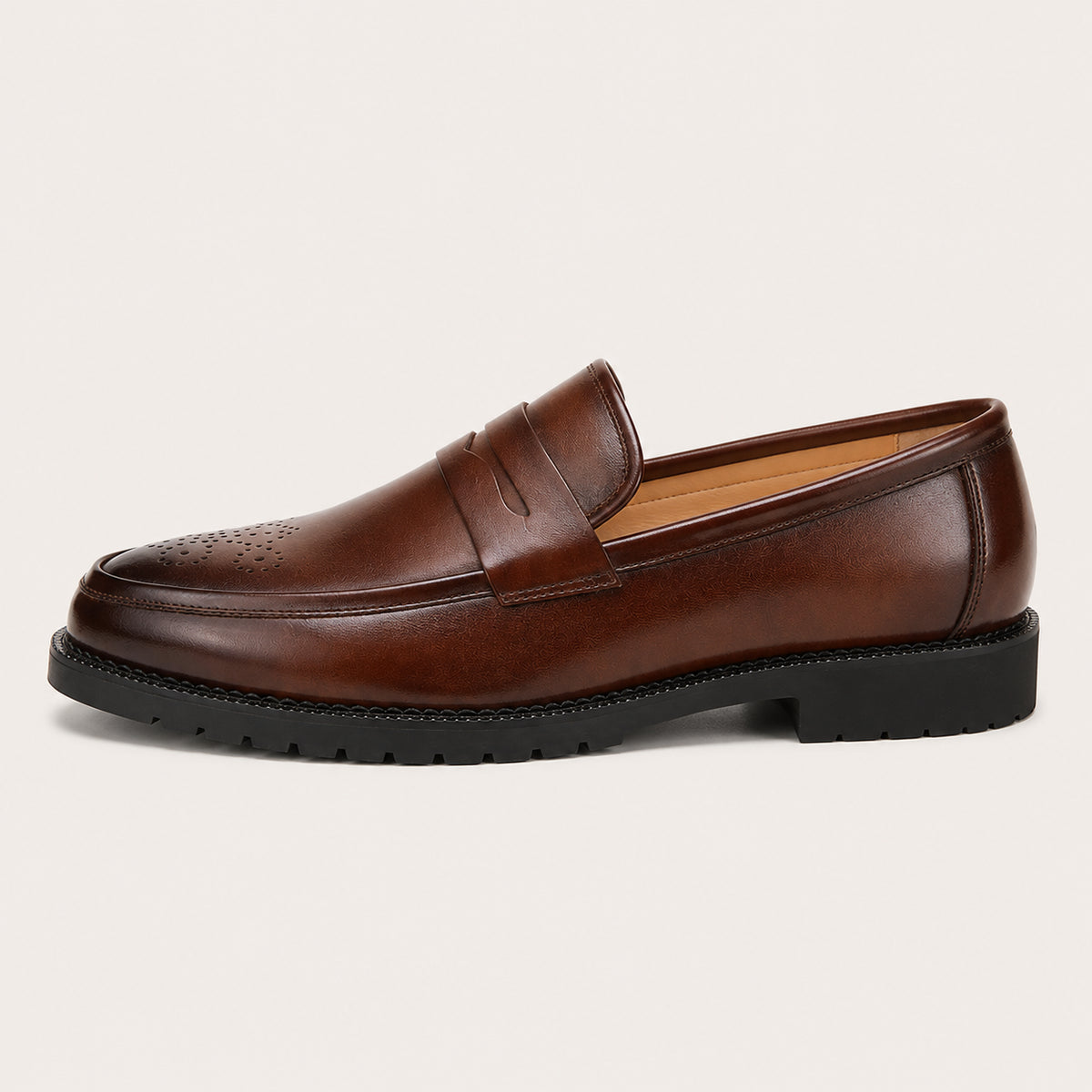 Mocassins Homme Penny Marron Pour Automne - vue de côté
