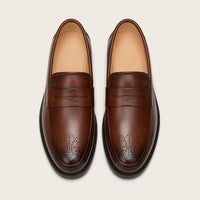 Mocassins Homme Penny Marron Pour Automne - vue du dessus