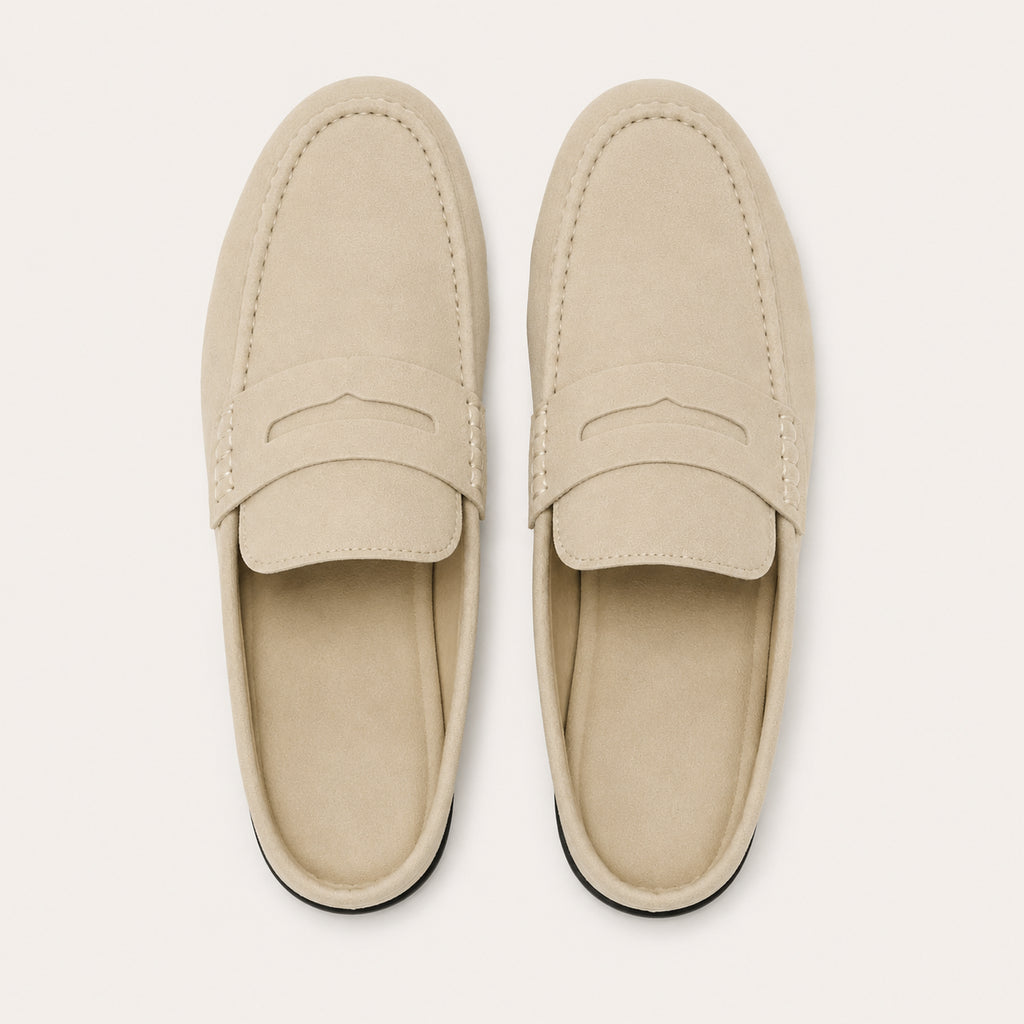 Mocassins Mules Homme En Cuir Suédé - vue du dessus