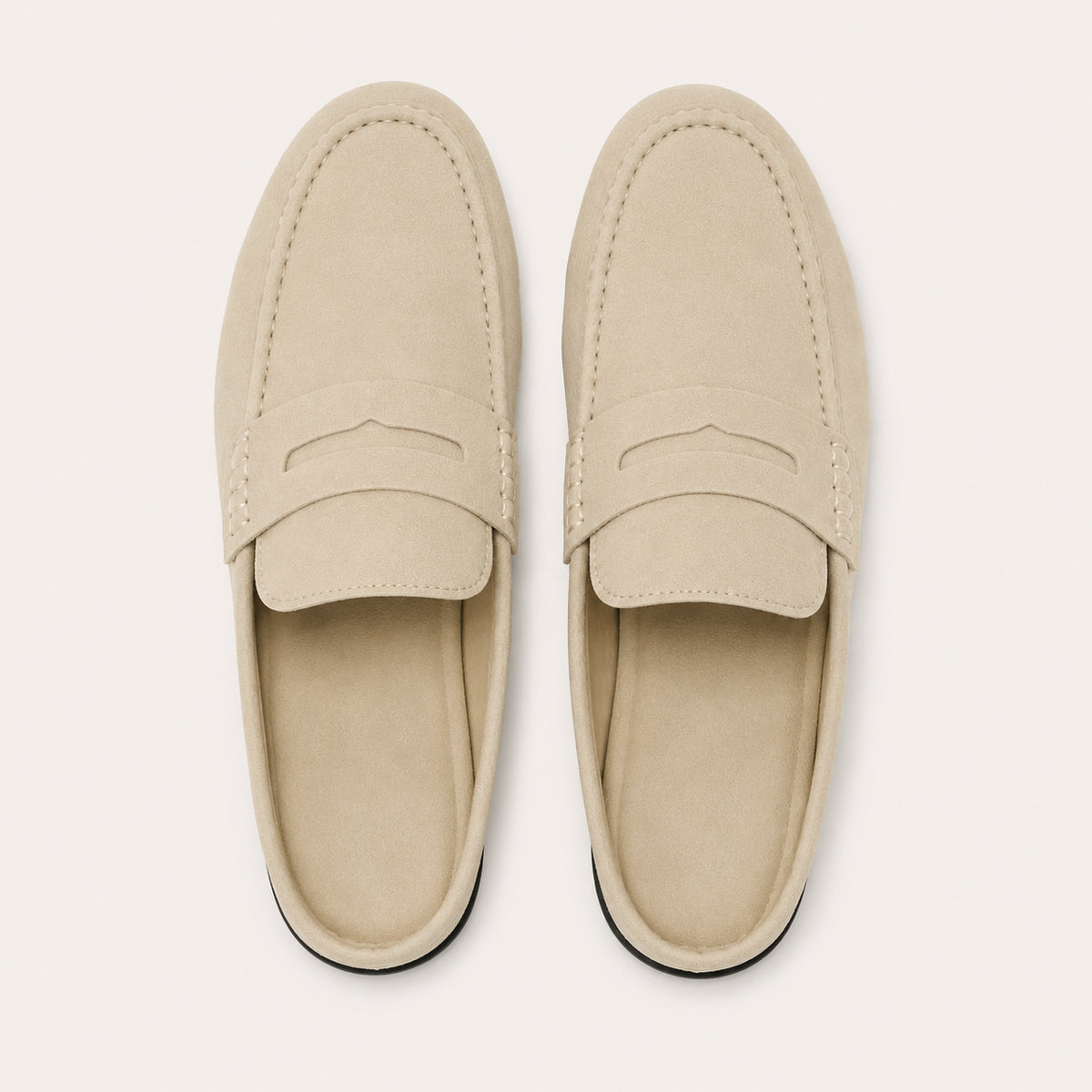 Mocassins Mules Homme En Cuir Suédé - vue du dessus