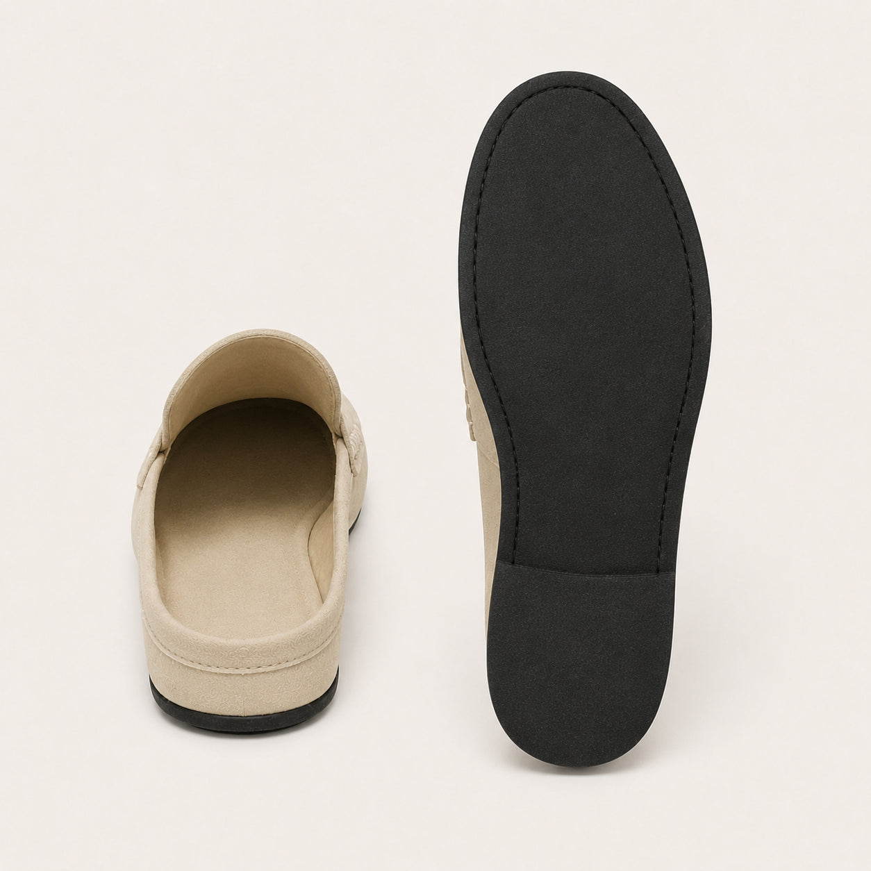 Mocassins Mules Homme En Cuir Suédé - vue de la semelle