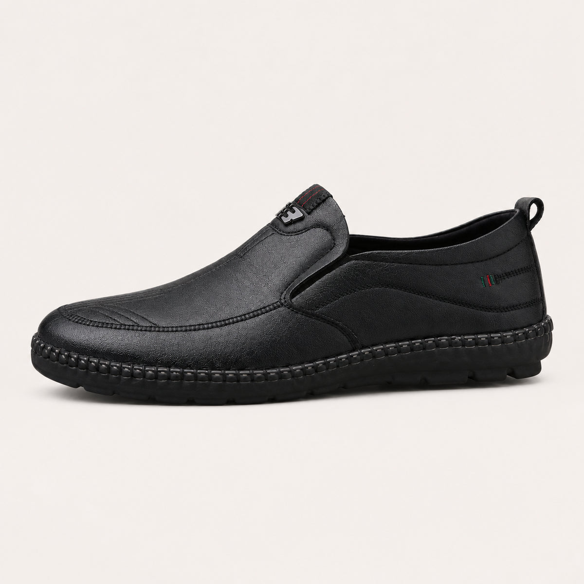 Mocassins Orthopédiques à Semelle Épaisse Pour Homme Noir - vue de côté