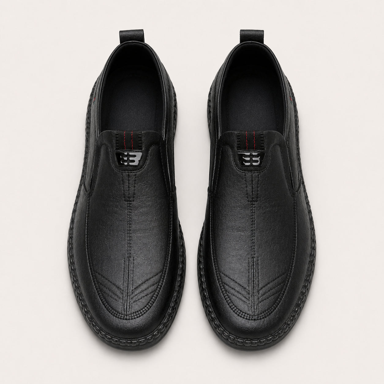 Mocassins Orthopédiques à Semelle Épaisse Pour Homme Noir - vue du dessus