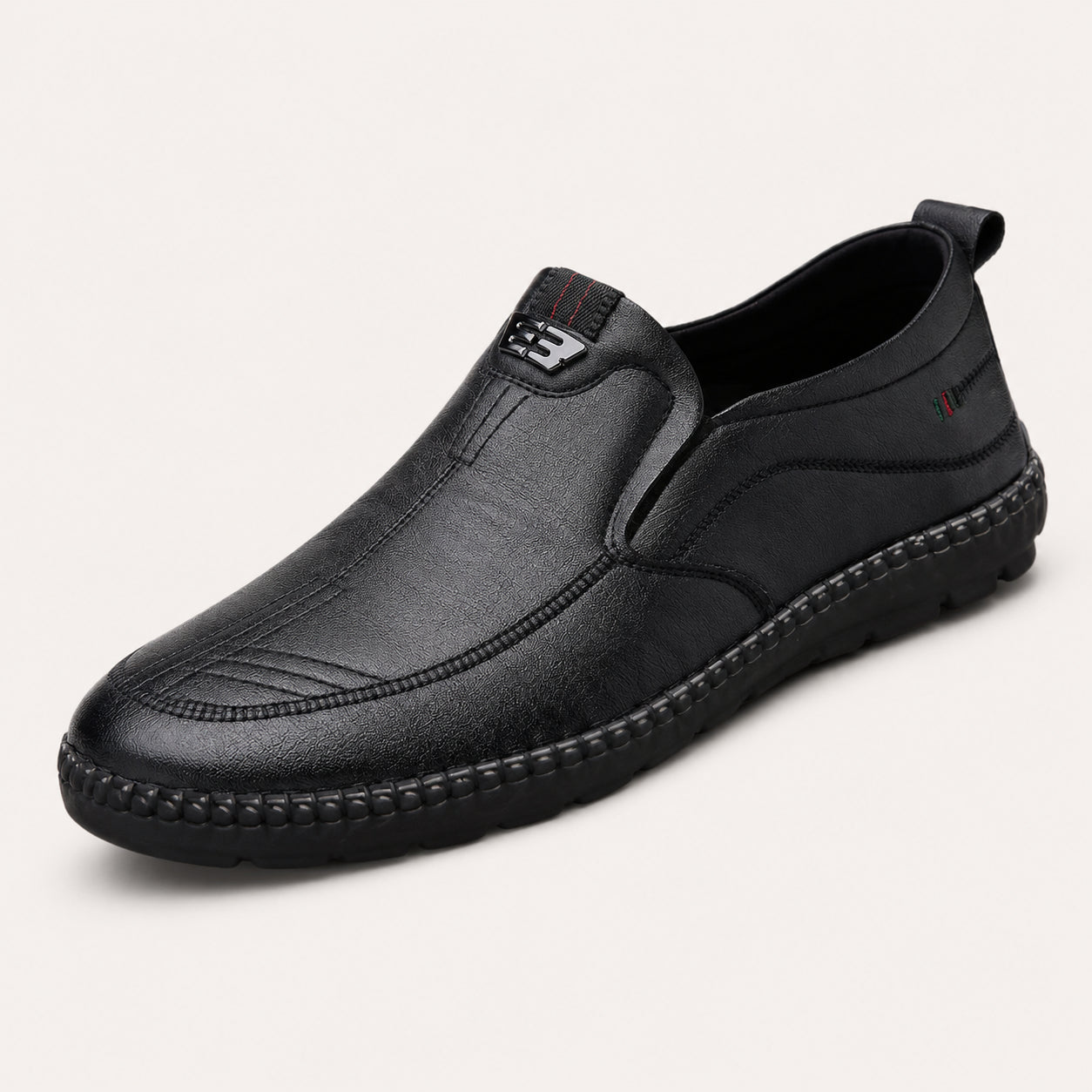 Mocassins Orthopédiques à Semelle Épaisse Pour Homme Noir - vue 3/4
