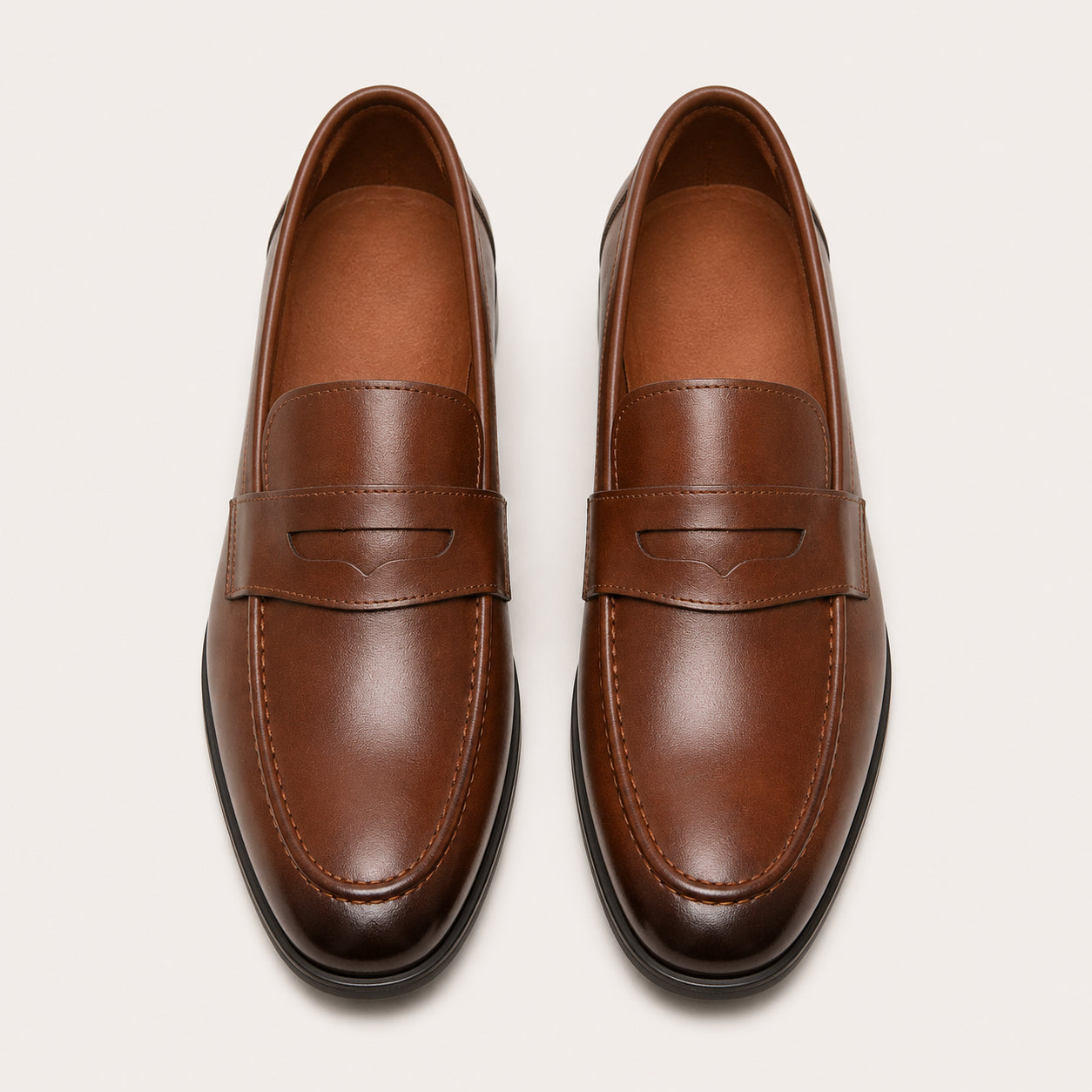 Mocassins Penny Homme Marron - vue du dessus