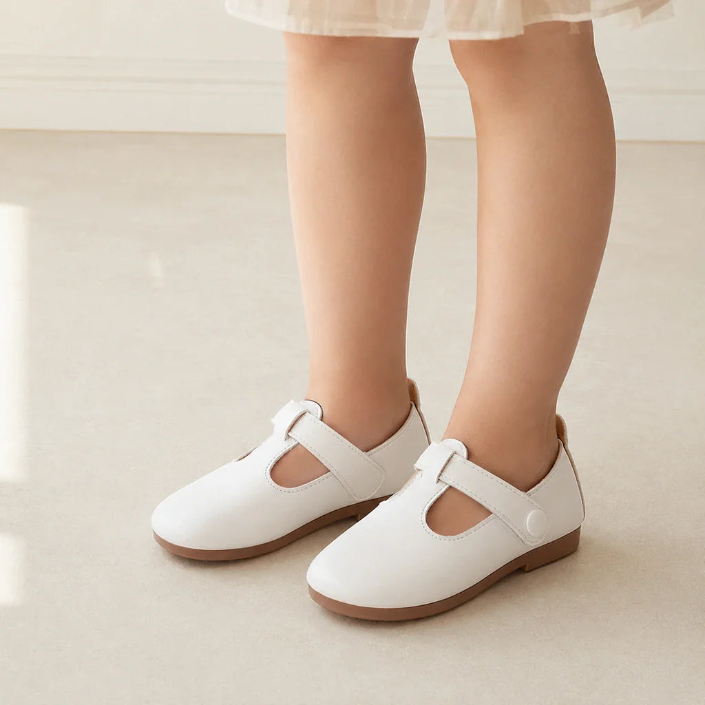 Mocassins Solides en Cuir pour Fille Blanc - porté