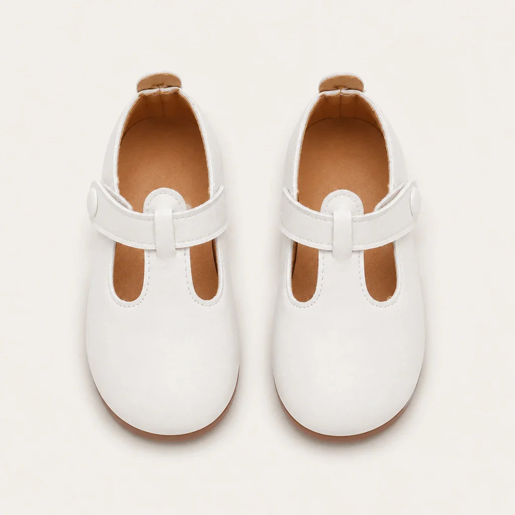 Mocassins Solides en Cuir pour Fille Blanc - vue du dessus
