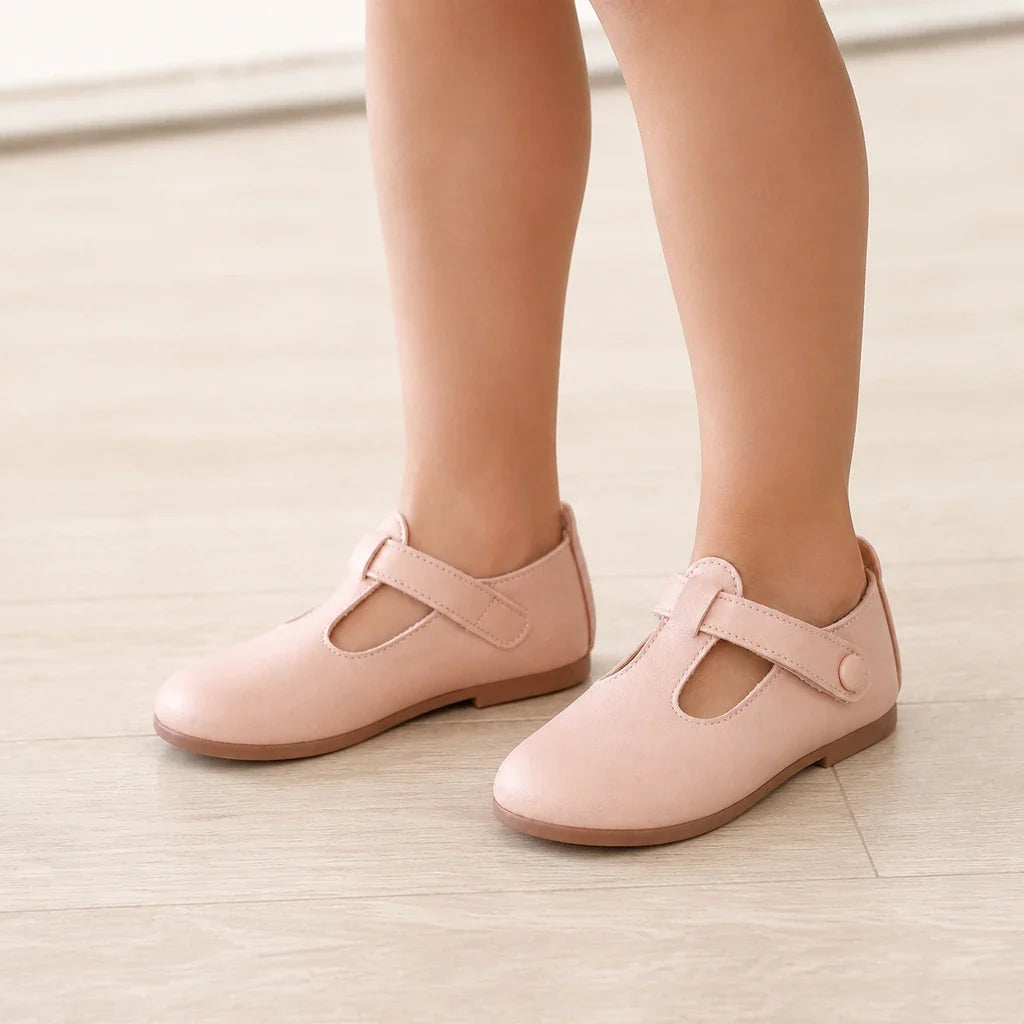 Mocassins Solides en Cuir pour Fille Rose - porté