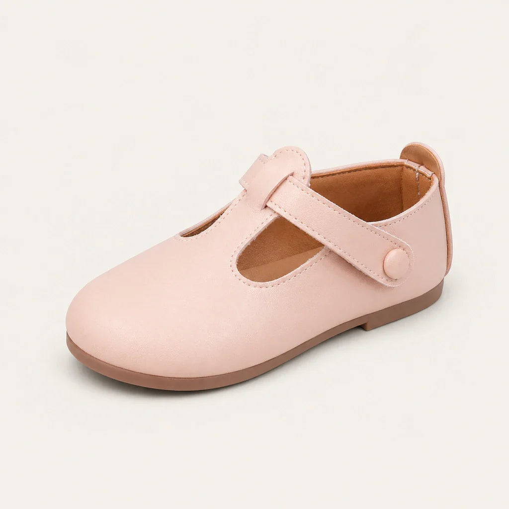 Mocassins Solides en Cuir pour Fille Rose - vue 3/4