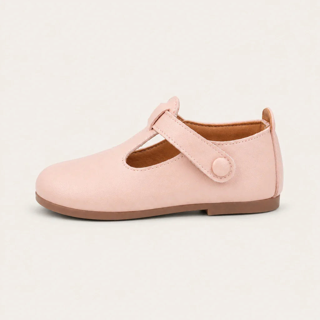 Mocassins Solides en Cuir pour Fille Rose - vue de côté