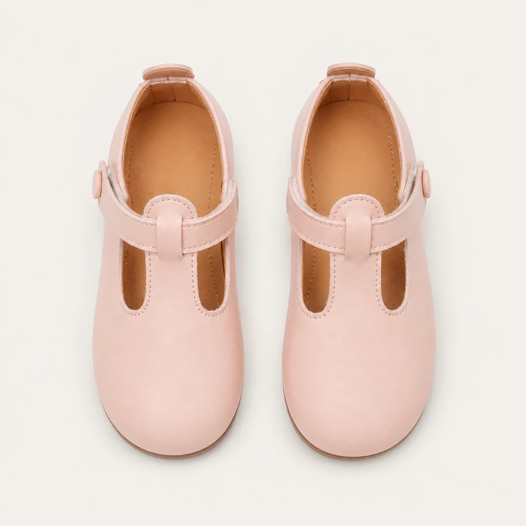 Mocassins Solides en Cuir pour Fille Rose - vue du dessus