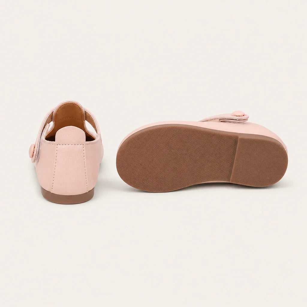 Mocassins Solides en Cuir pour Fille Rose - vue de la semelle