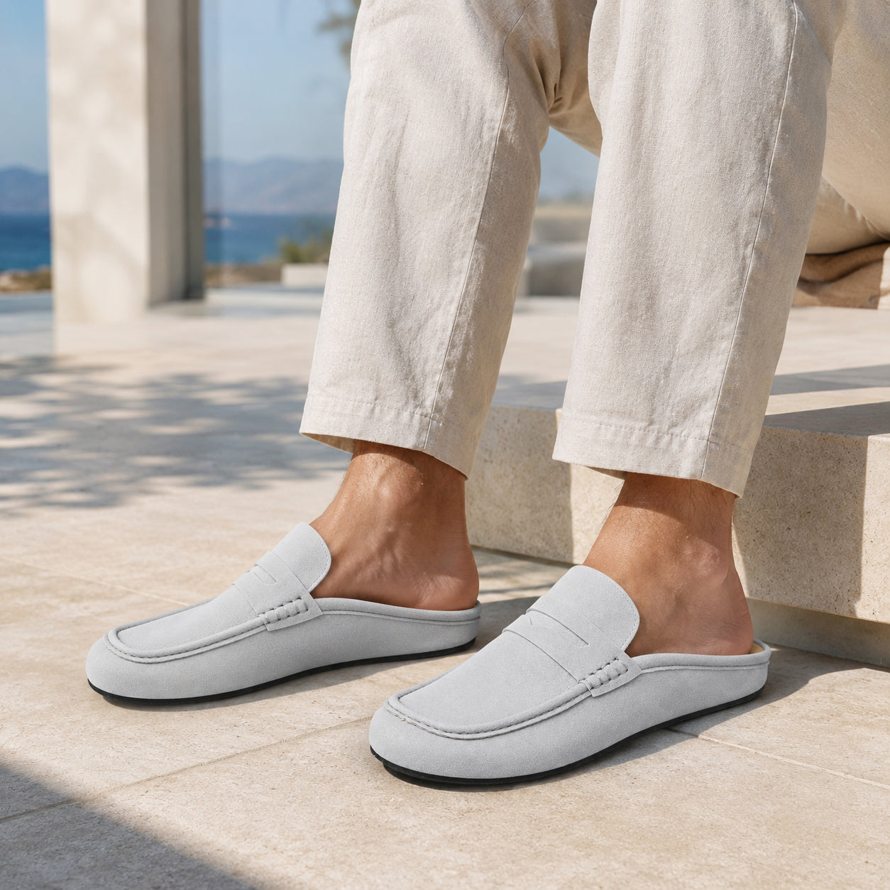 Suédine Mules Style Mocassin - porté